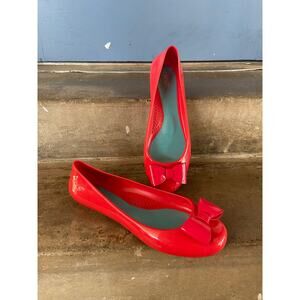 Oka B red jelly ballet flat with bow